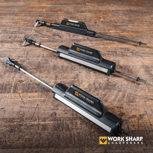 Work Sharp disques gros plan montrant grains diamantés pour reprofiler vite