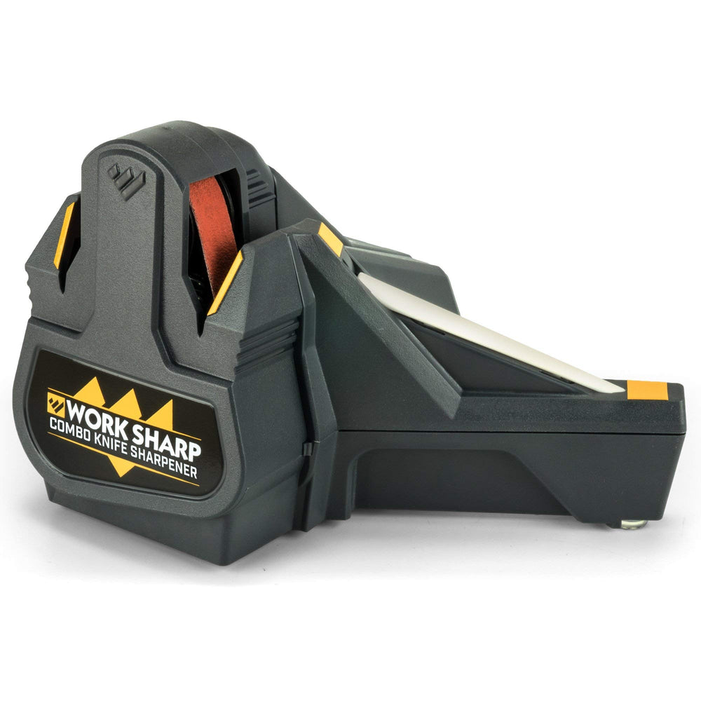 Work Sharp comparaison taille avec un couteau pour échelle, compacité et portabilité