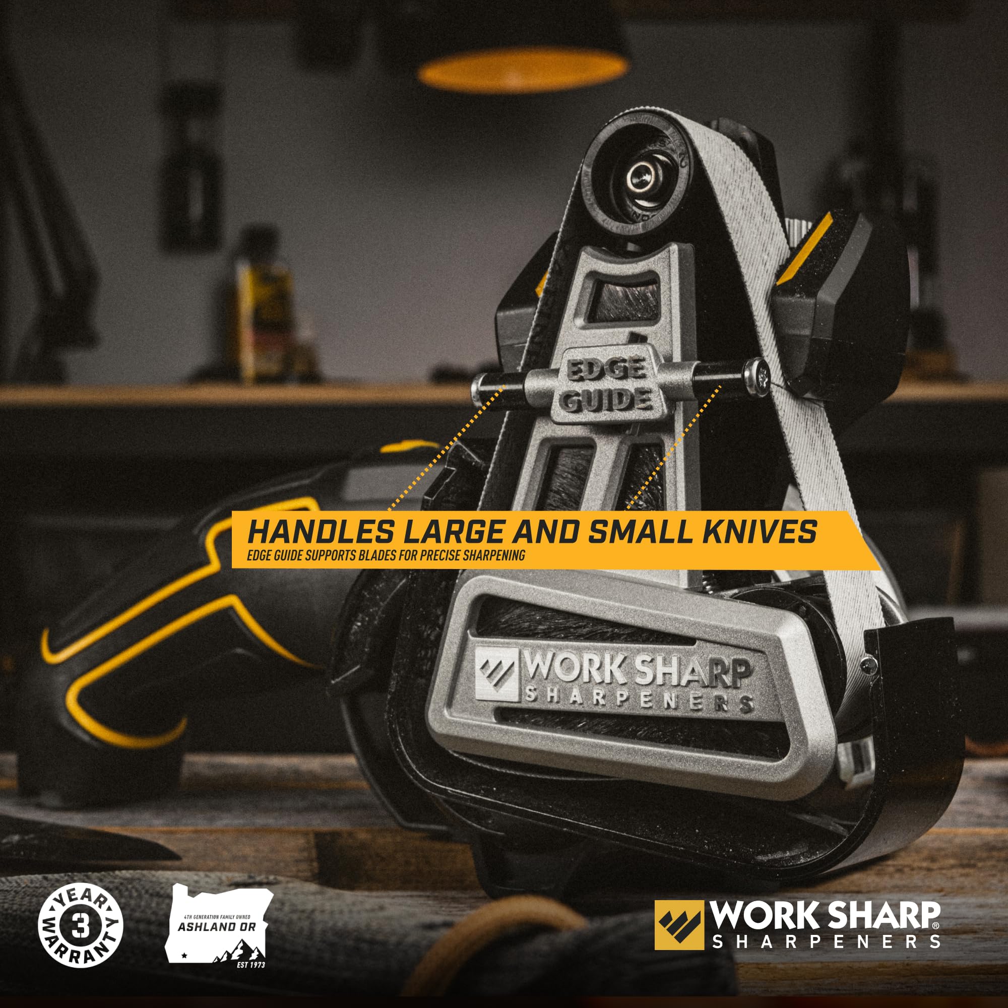 WORK SHARP gros plan du guide d’angle offrant un positionnement constant