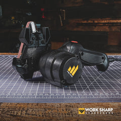 Work Sharp MK2 gros plan sur courroie abrasive montrant flexibilité et efficacité