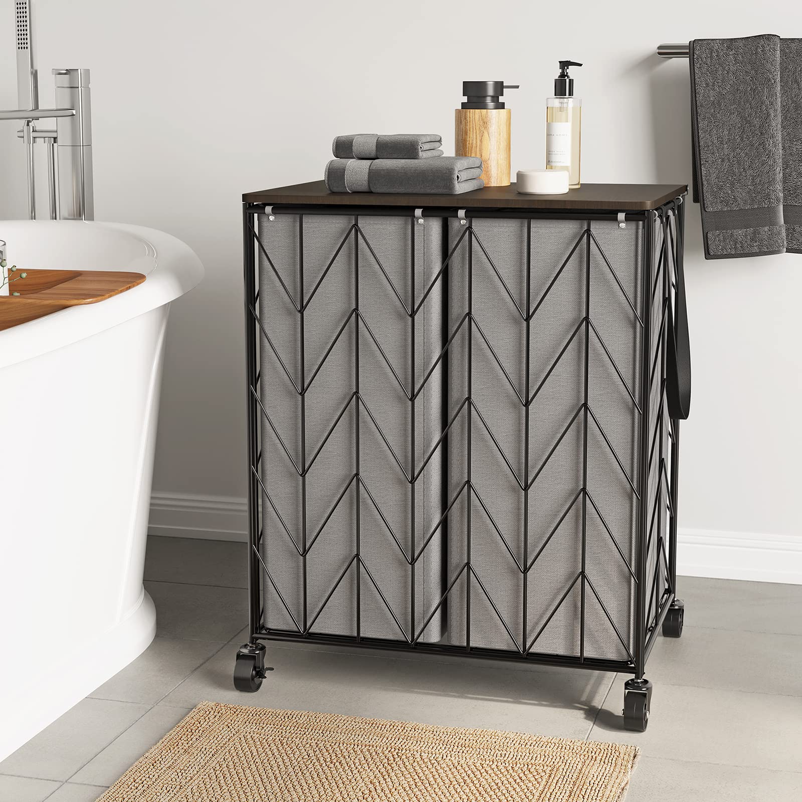 WOWLIVE détail du couvercle en bois offrant surface stable et rangement