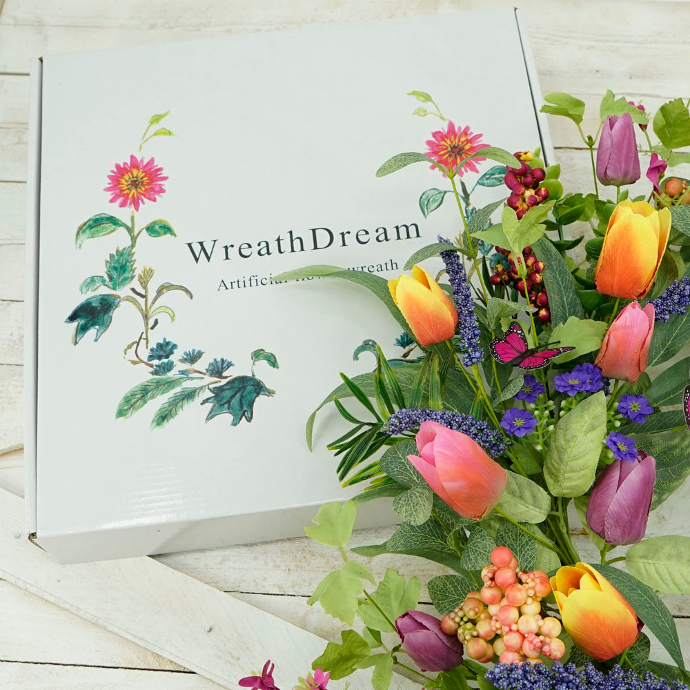 WreathDream couronne sur porche valorisant entrée extérieure