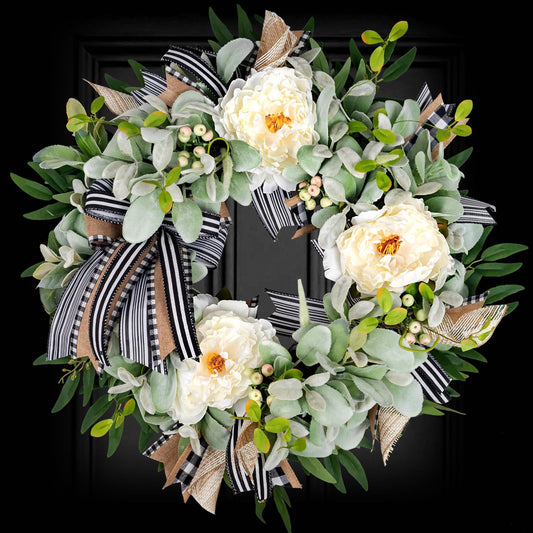 WREATHOME couronne face porte montrant accueil chaleureux
