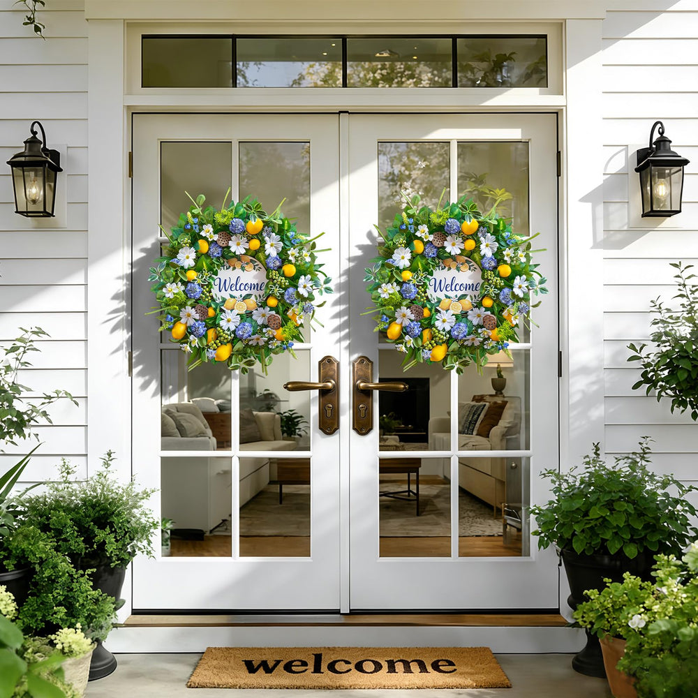 wreathqueen gros plan hortensias bleus, rendu naturel et durable