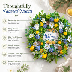 wreathqueen gros plan citron artificiel, touche estivale lumineuse