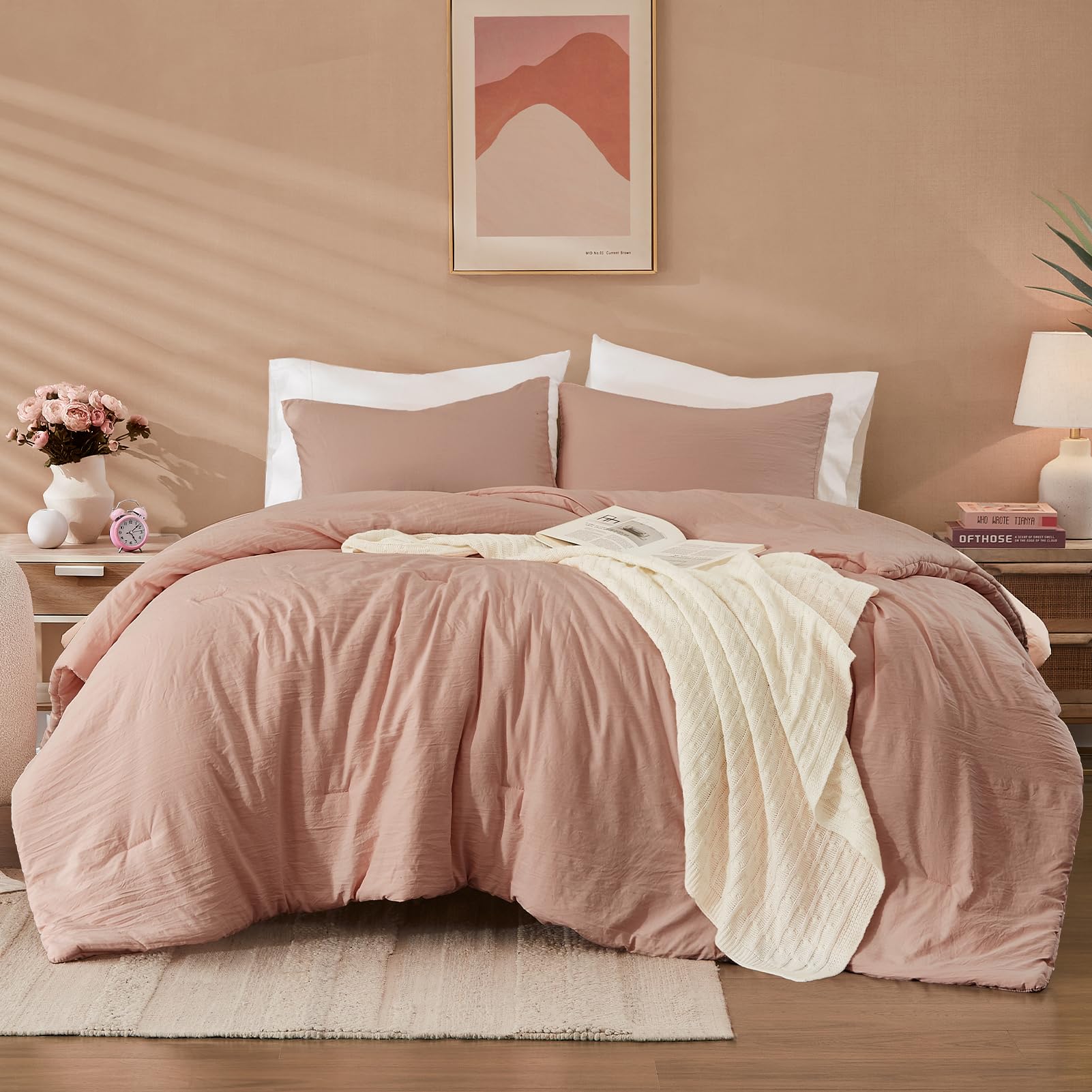 WRENSONGE couette face avant montrant couleur dusty pink et tombé élégant