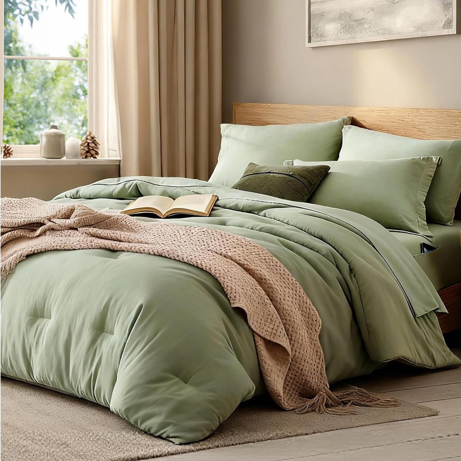 WRENSONGE face du pack ensemble Twin XL montrant la couleur vert sauge et un gain de temps