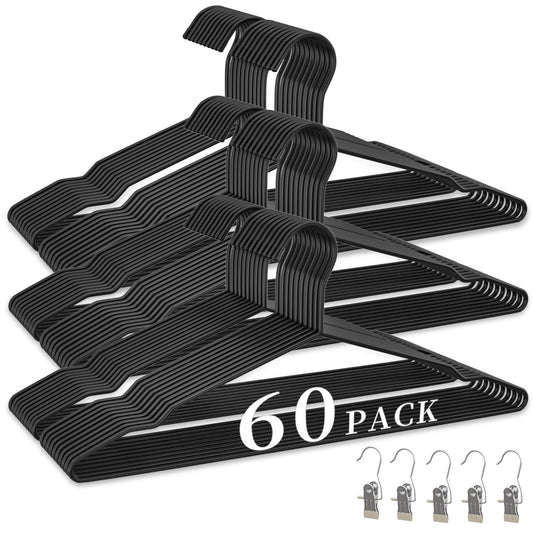 WSJYKN ensemble de 60 cintres noirs face avant pour gain d'espace et rangement organisé