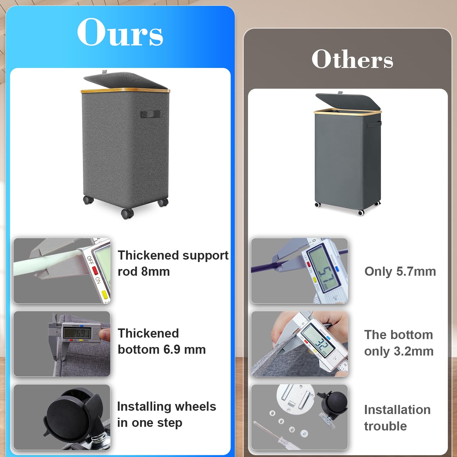 Wuevu panier placé dans une chambre illustrant organisation domestique pratique