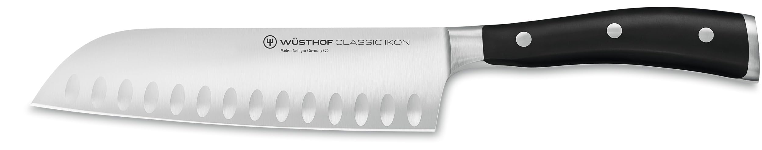 Wüsthof Classic IKON Santoku face complète, montre équilibre et finition