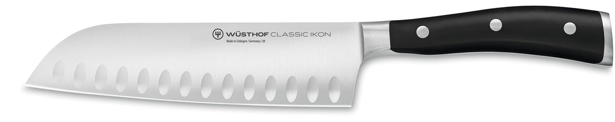 Wüsthof Classic IKON Santoku face complète, montre équilibre et finition