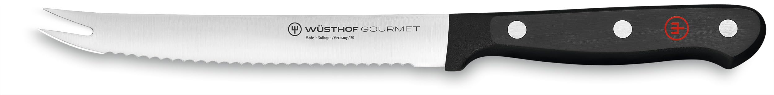 Wüsthof couteau tomate face montrant la lame dentelée pour coupes nettes