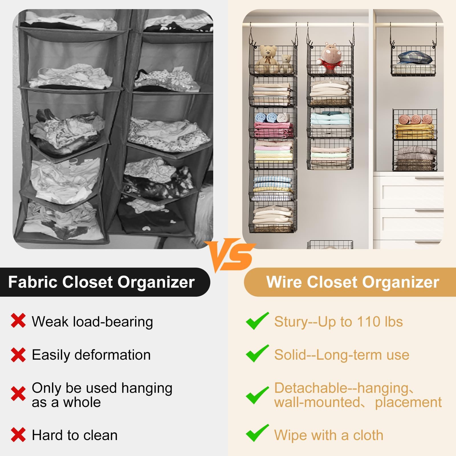 X-cosrack en usage dans placard avec pulls, rangement clair et accessible