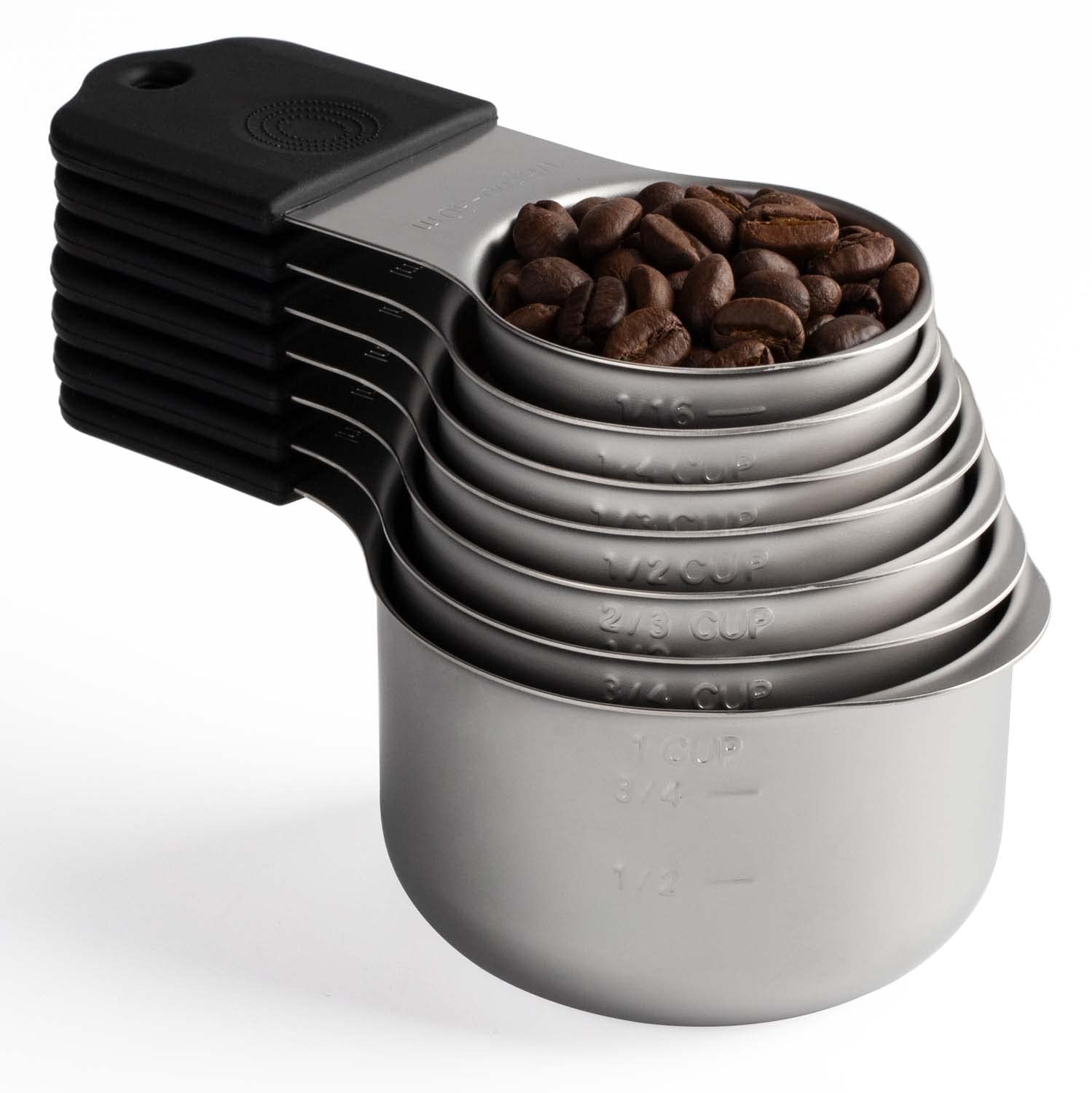 X-zrew face du coffret montrant les 7 tasses, gain de place