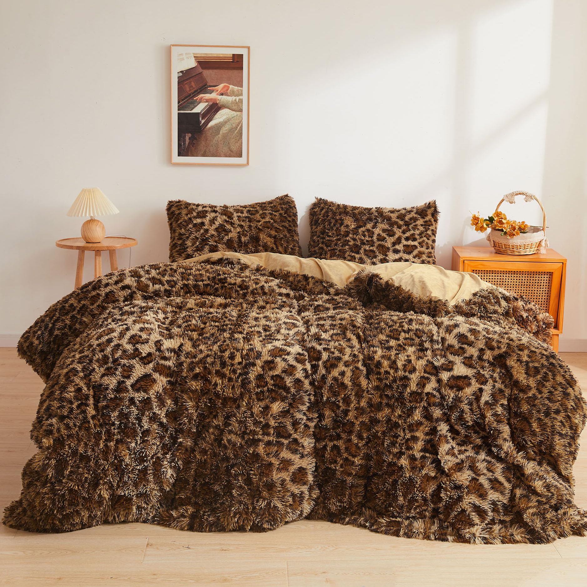 XeGe housse de couette face avant motif léopard pour un look chaleureux