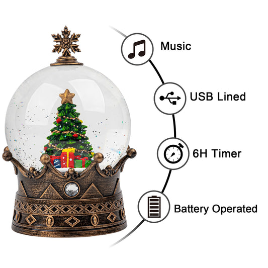 Xindian globe de neige éclairée avec LED, lumière douce pour décorations de fête