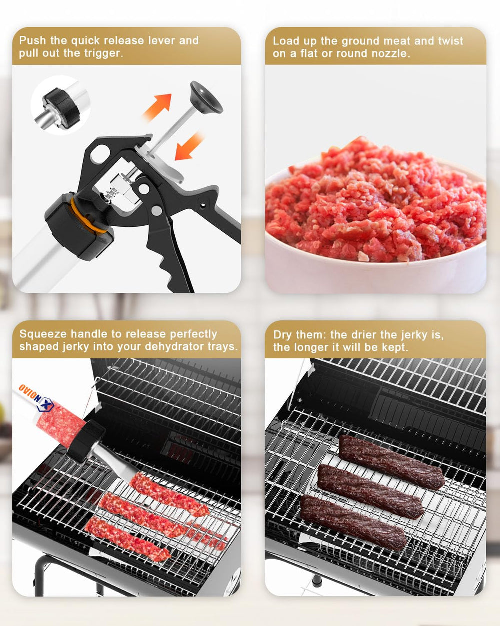 XINQIAO pistolet à jerky nettoyage démontré avec brosse pour entretien rapide et hygiénique