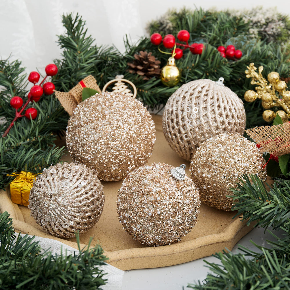 XmasExp ensemble de 6 boules champagne prêt à décorer