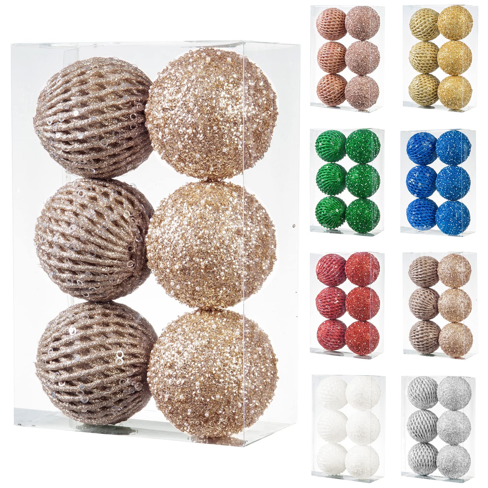 XmasExp boule champagne face avant scintillante pour sapin