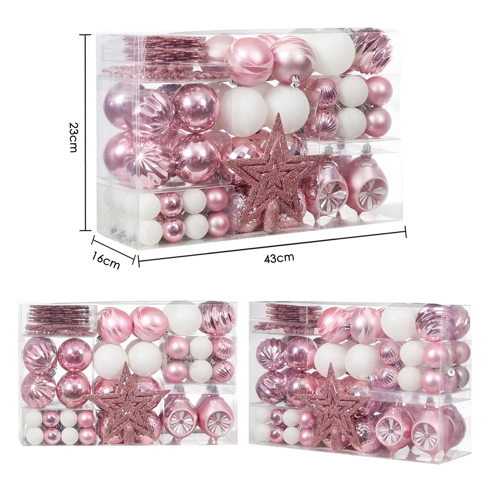 XmasExp boules grande taille rose montrant texture brillante et effet visuel élégant
