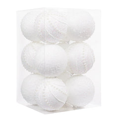 XmasExp vue de face du lot de boules blanches, élégance durable