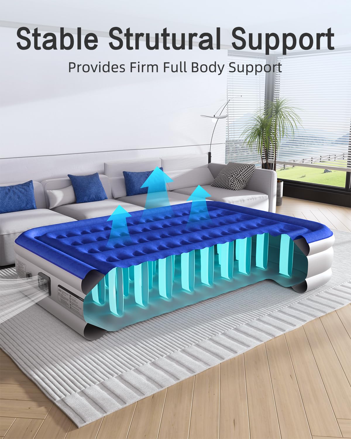 Xsleep profil latéral montrant 16 pouces de hauteur et soutien stable