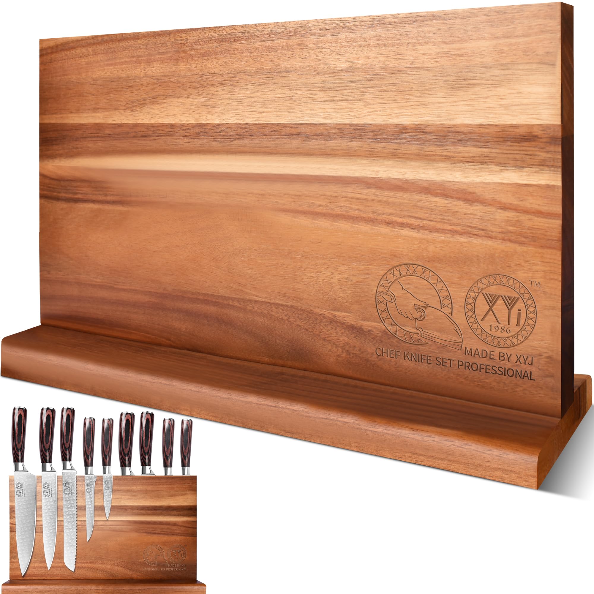 XYJ bloc magnétique acacia vue frontale pour rangement sécurisé