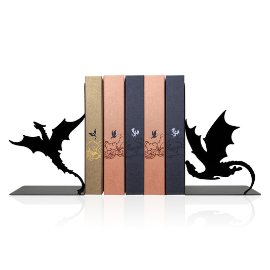 Xyverart vue frontale des deux dragons embellissant une étagère, effet décoratif