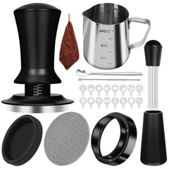 Y-Step kit espresso vue d'ensemble montrant tous les accessoires et gain de propreté