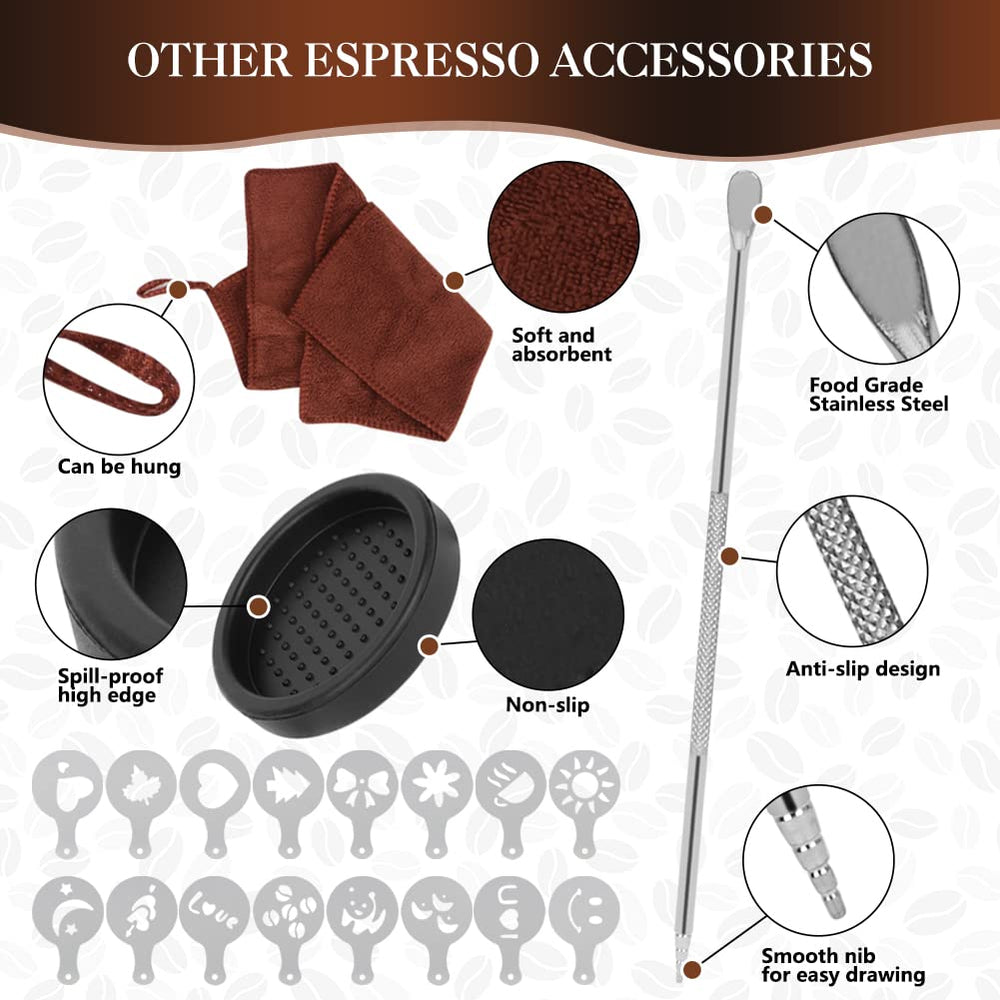 Y-Step pochoirs et stylet latte art présentant motifs pour décorer cappuccinos