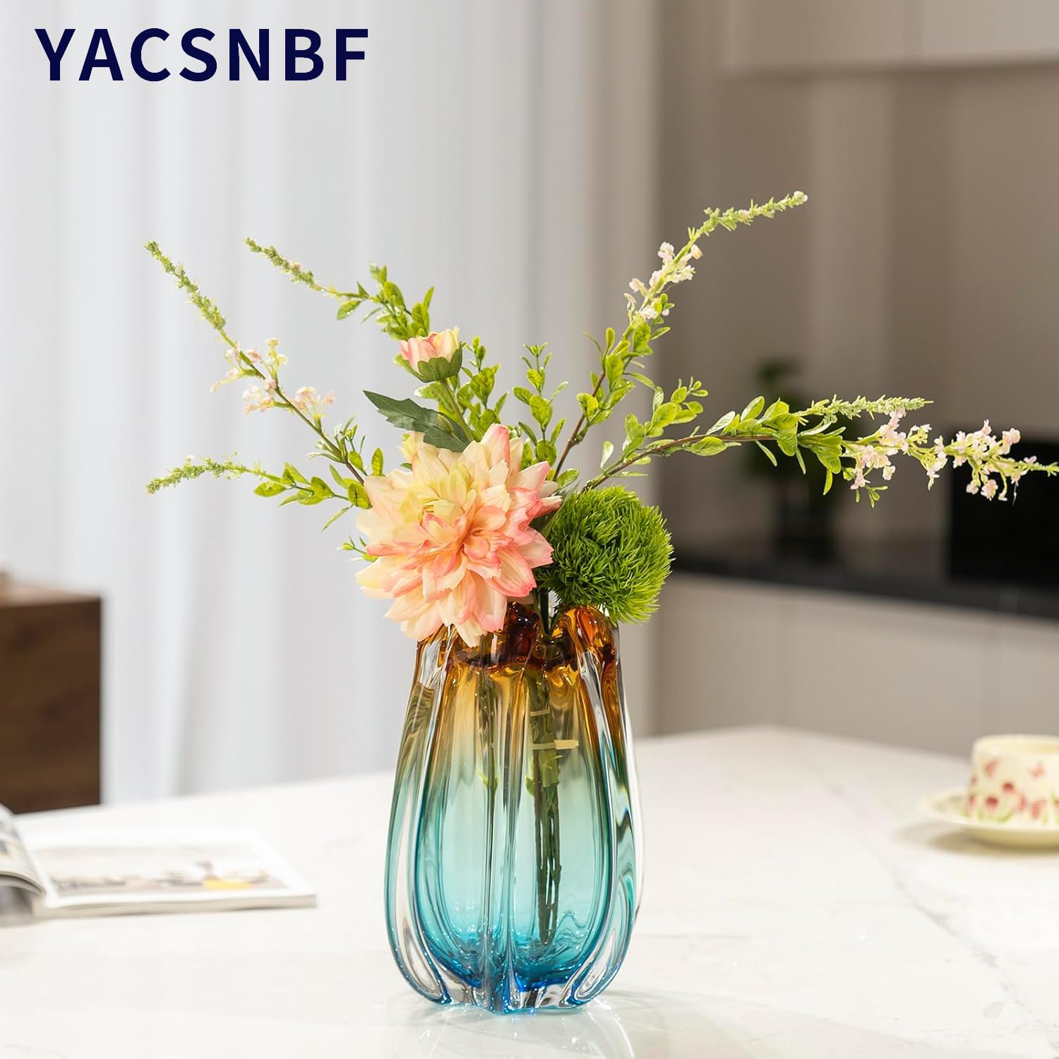 YACSNBF vase bouche large détail facilitant arrangements floraux