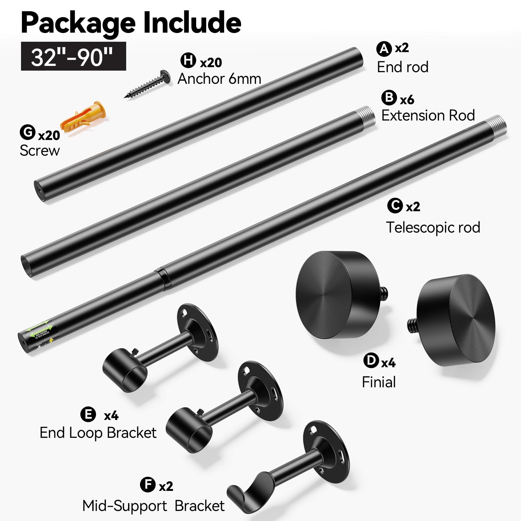 YaFex kit avec vis et chevilles fourni pour une installation complète et simple