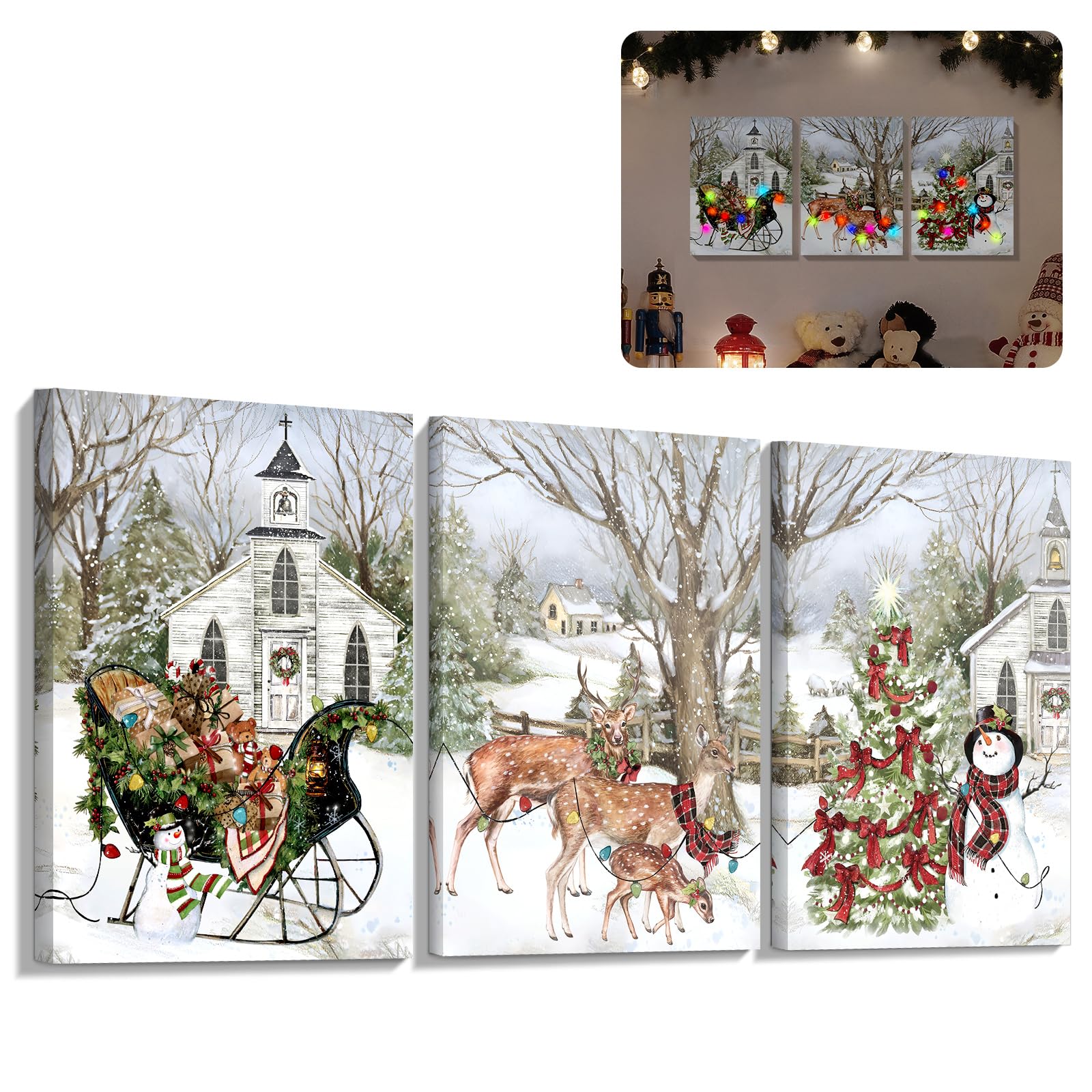 YAKESD traîneau imprimé sur toile, apporte ambiance festive