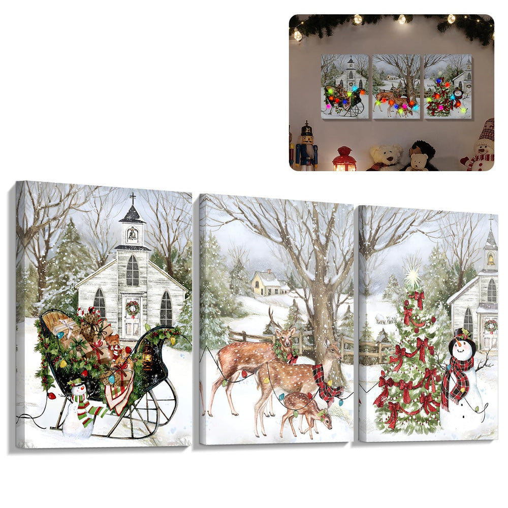 YAKESD traîneau imprimé sur toile, apporte ambiance festive