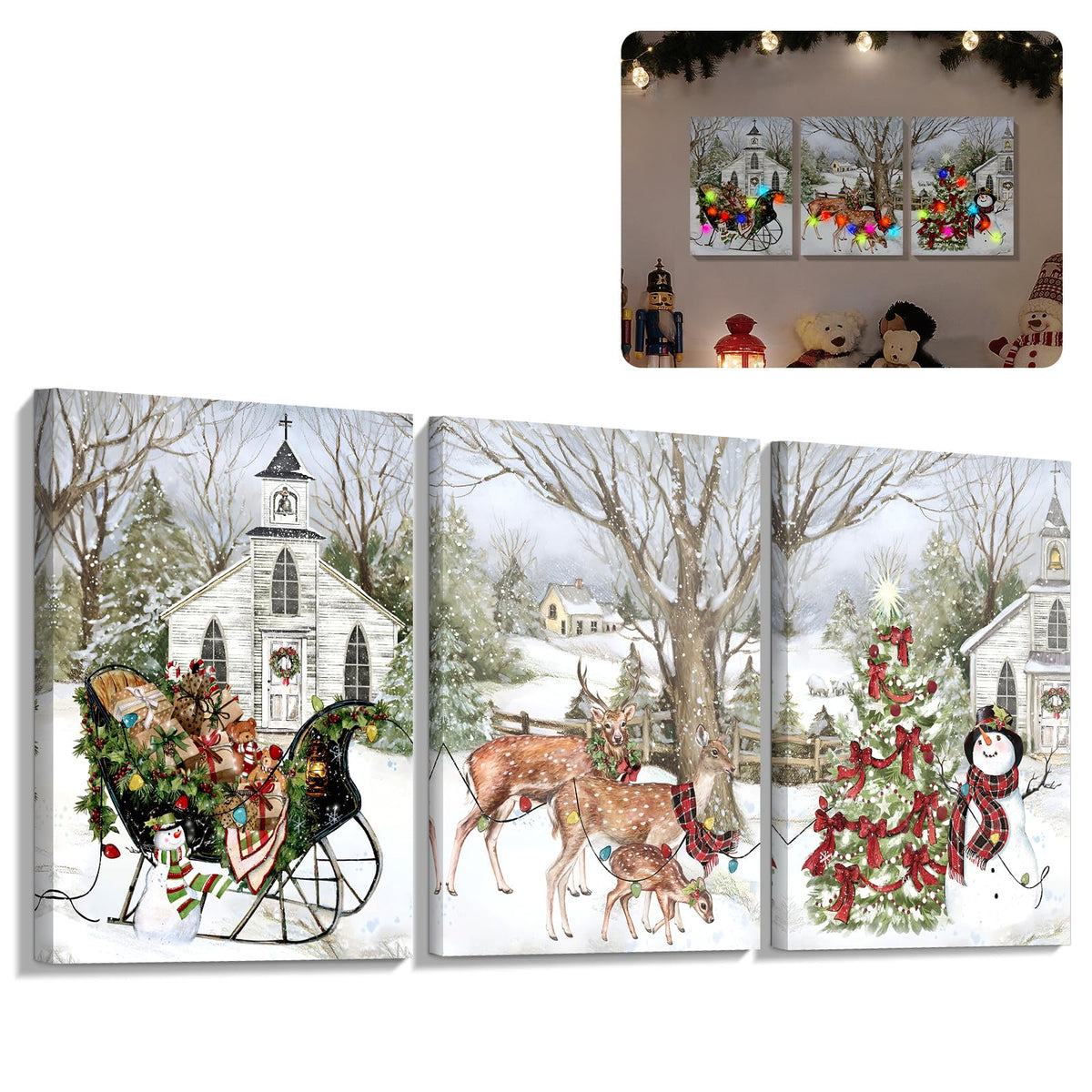 YAKESD traîneau imprimé sur toile, apporte ambiance festive