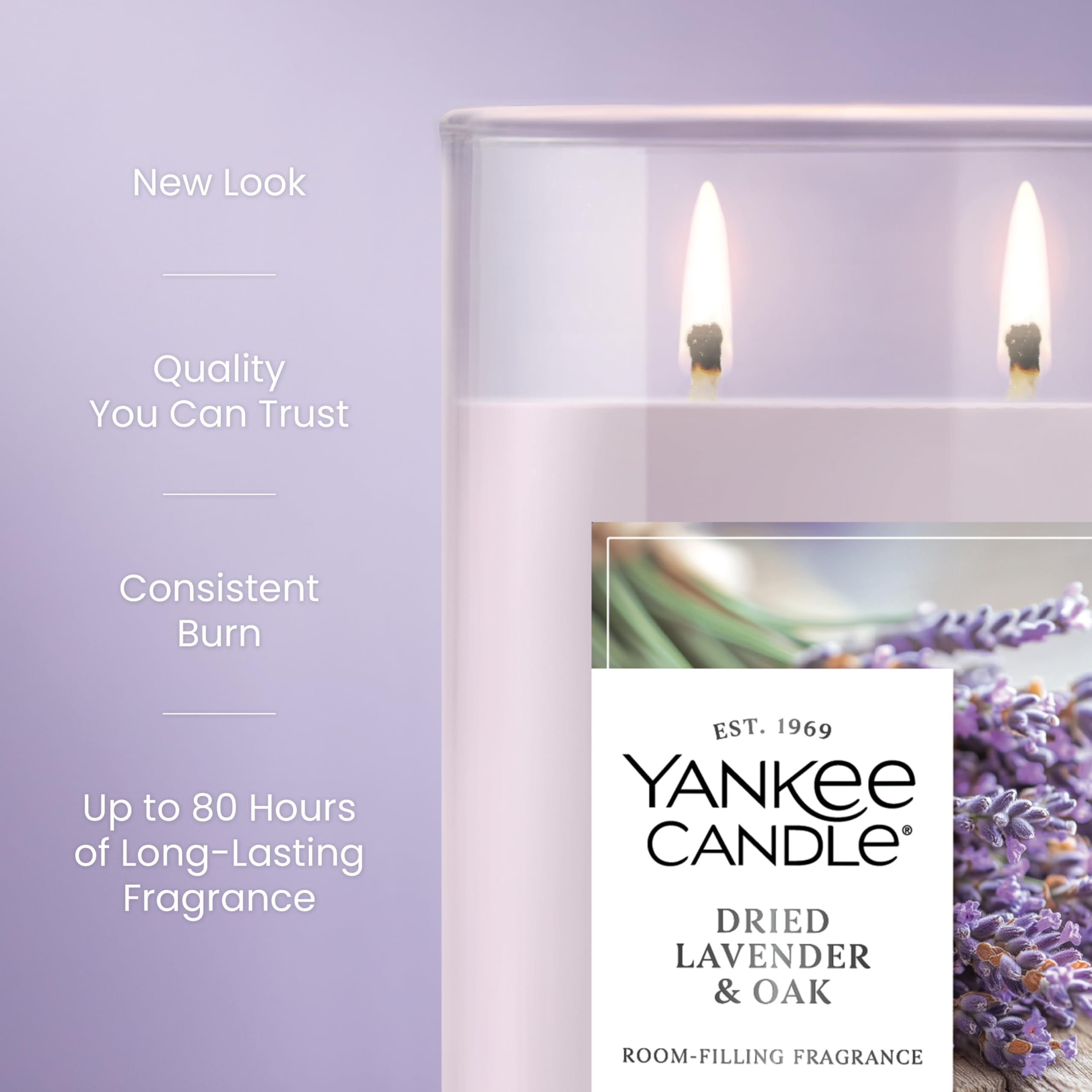 Yankee Candle texture de cire couleur lavande montrant qualité et pureté