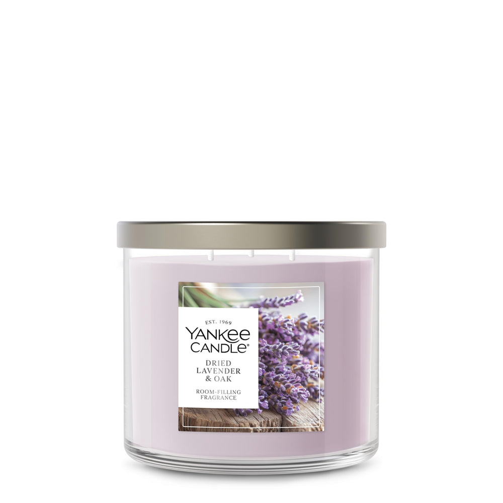 Yankee Candle bougie Dried Lavender & Oak vue de face pour décoration
