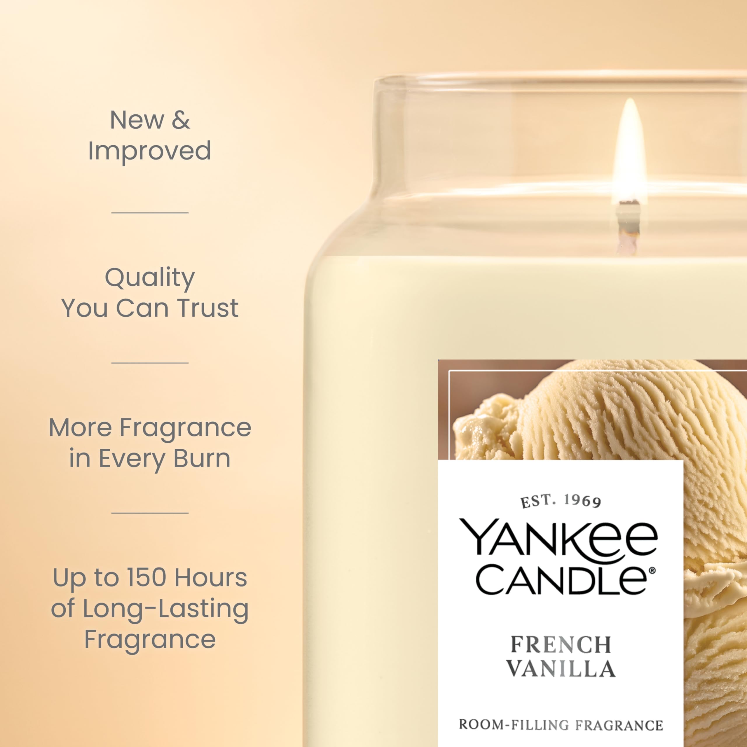 Yankee Candle cire texture gros plan montrant finition lisse et pureté