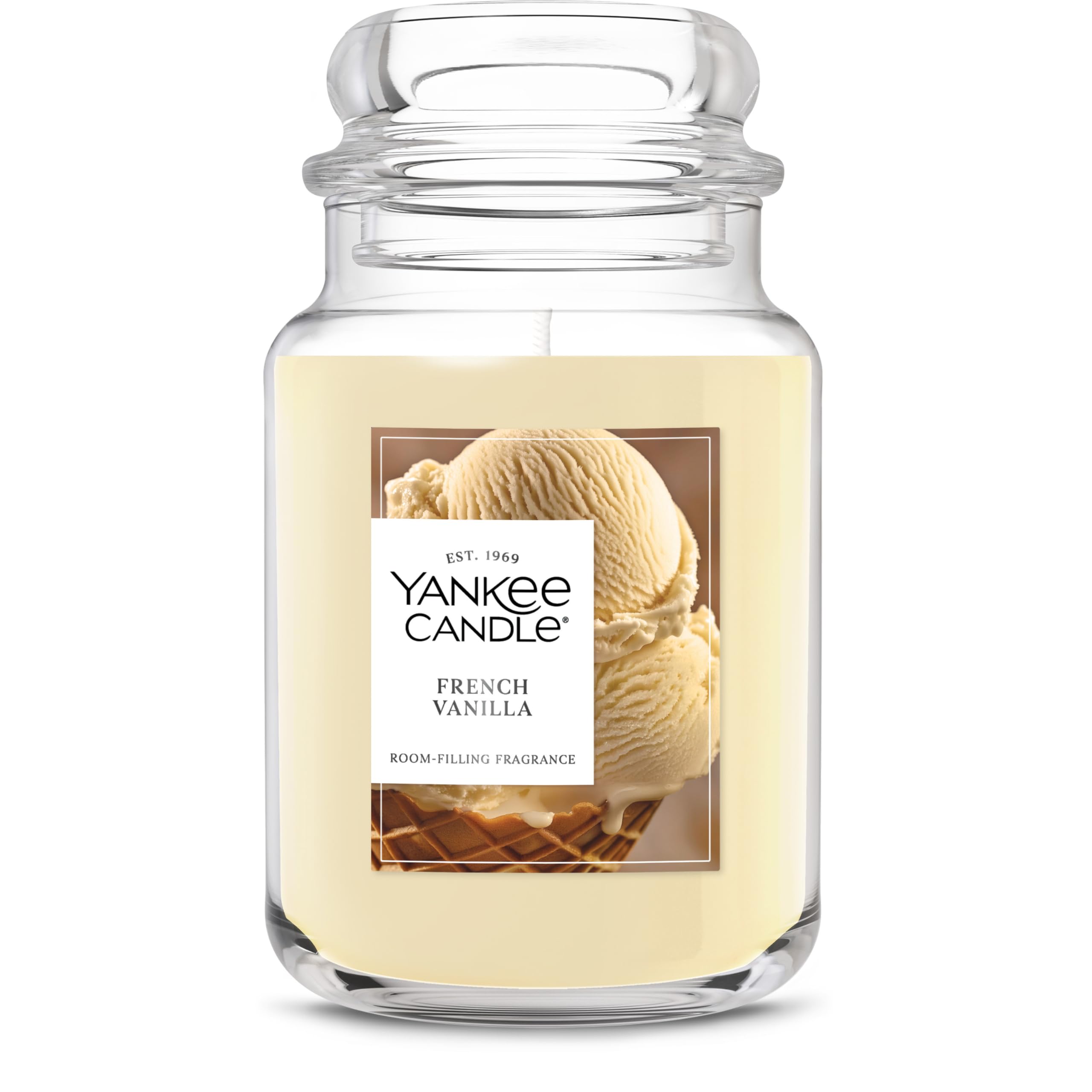 Yankee Candle jarre face montrant design élégant et parfum visible