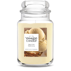 Yankee Candle jarre face montrant design élégant et parfum visible