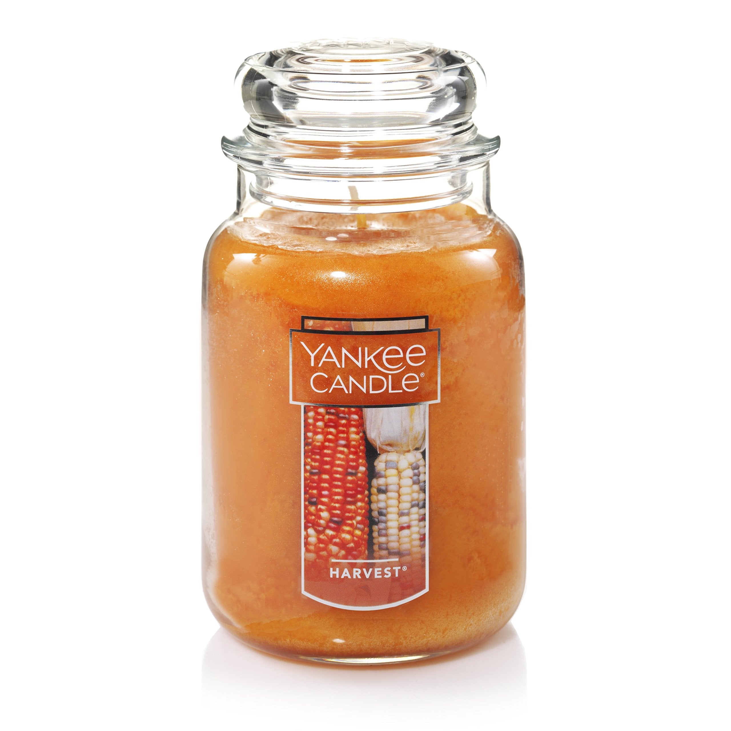 Yankee Candle Harvest jarre face montrant design classique et ambiance automnale