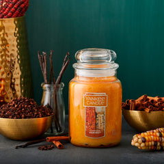 Yankee Candle Harvest gros plan cire et mèche pour combustion régulière