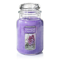 Yankee Candle jarre face montrant l'étiquette, apporte parfum durable