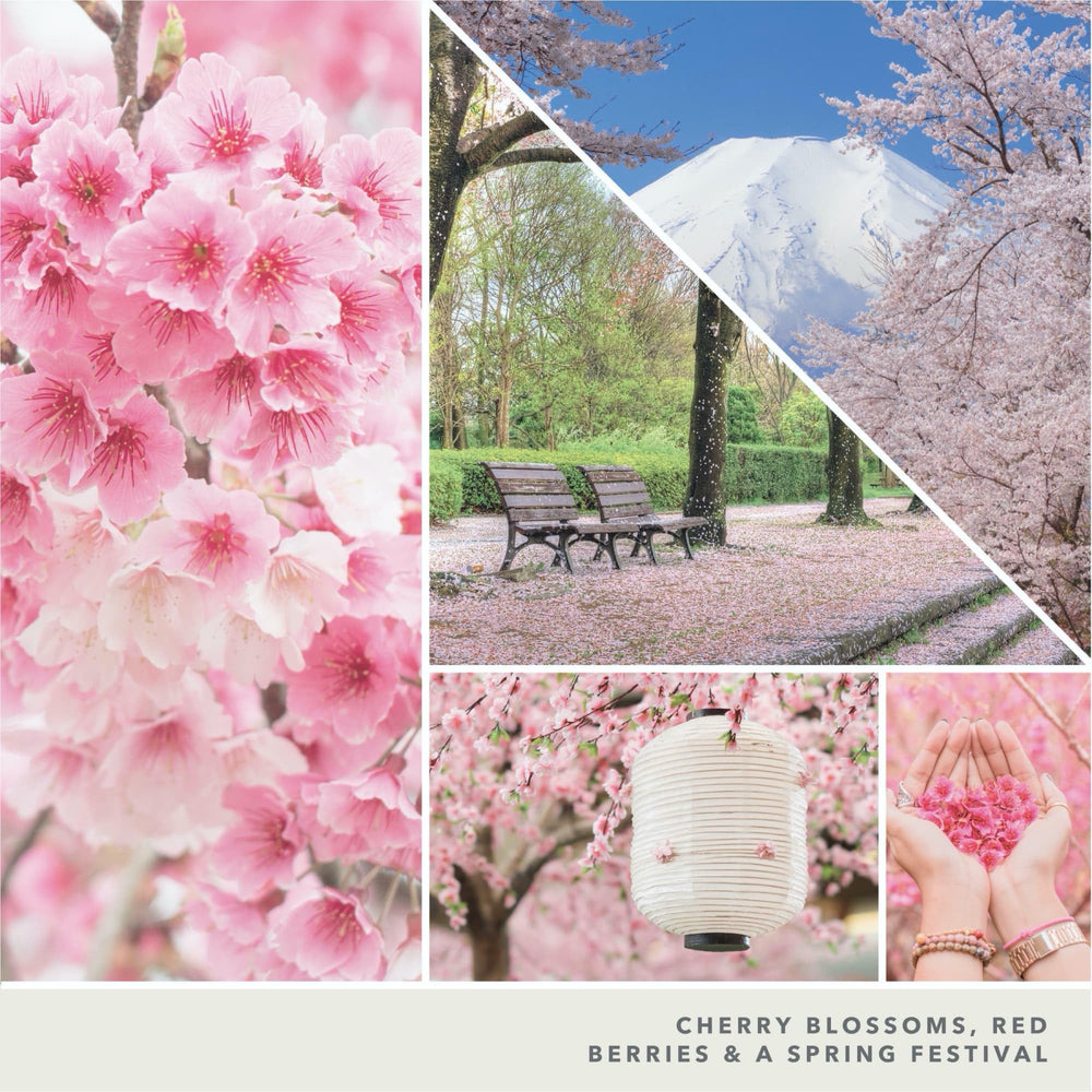 Yankee Candle bougie installée dans une mise en scène printanière évoquant cerisiers en fleurs