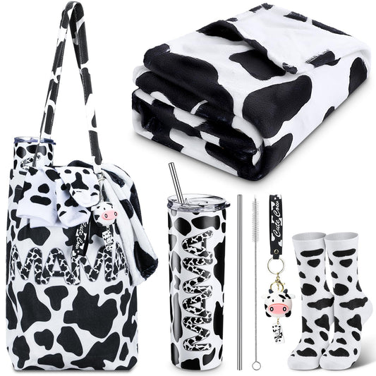 Yaomiao gobelet inox avant montrant le motif vache et facilité d’emport