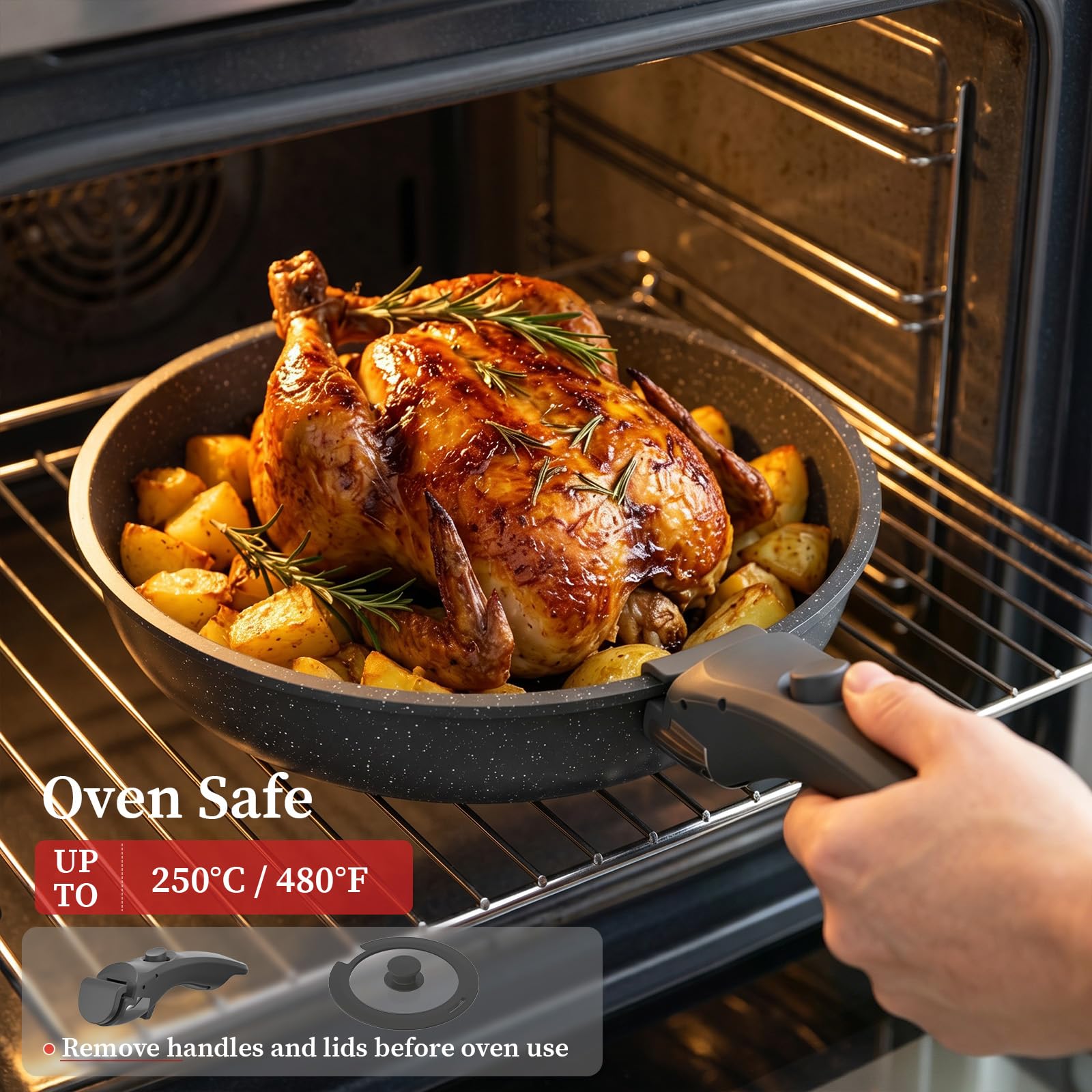 YASHE casserole avec couvercle en verre pour surveiller la cuisson