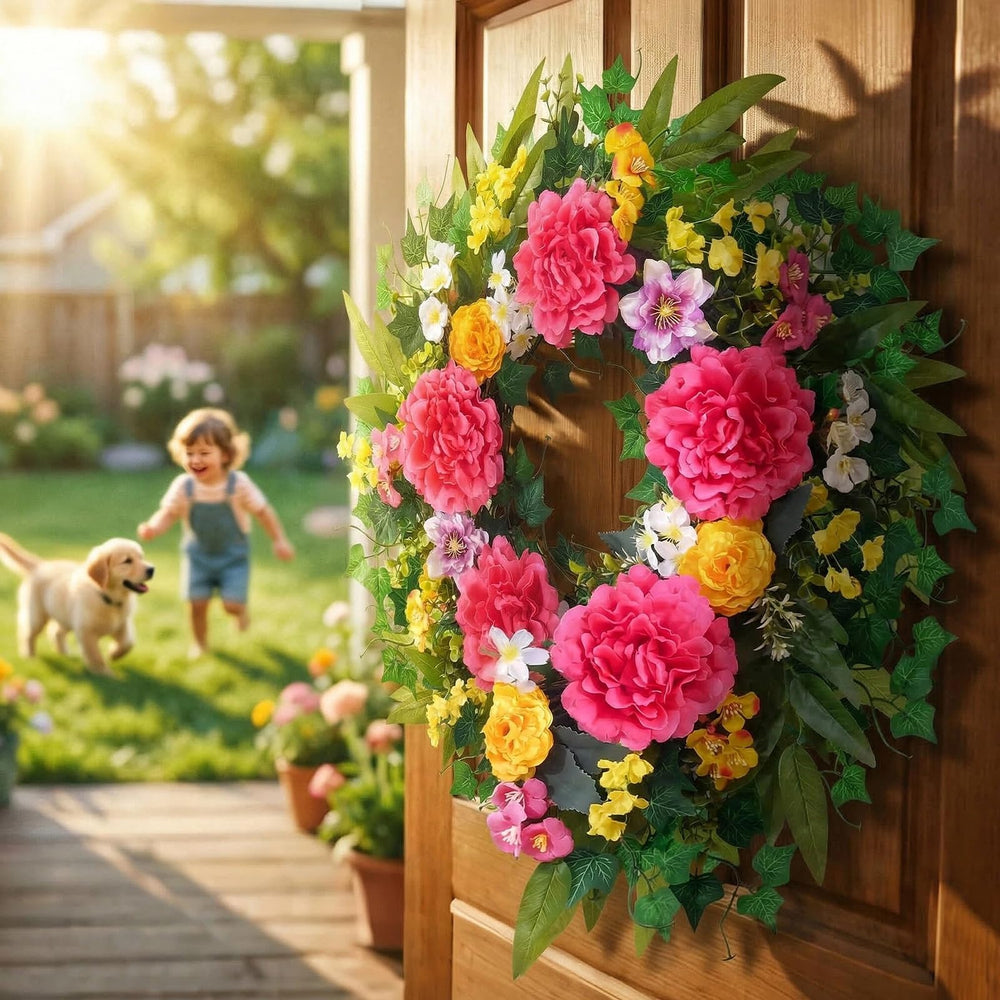 Yastouay couronne sur porche illustrant style farmhouse accueillant