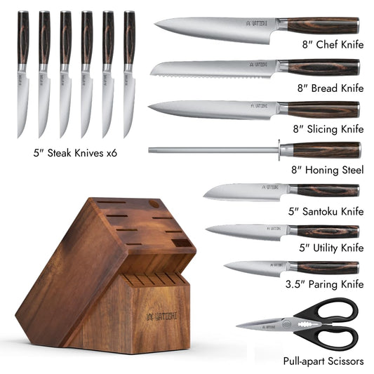 Yatoshi Knives gros plan lame en acier 7Cr17 montrant tranchant précis