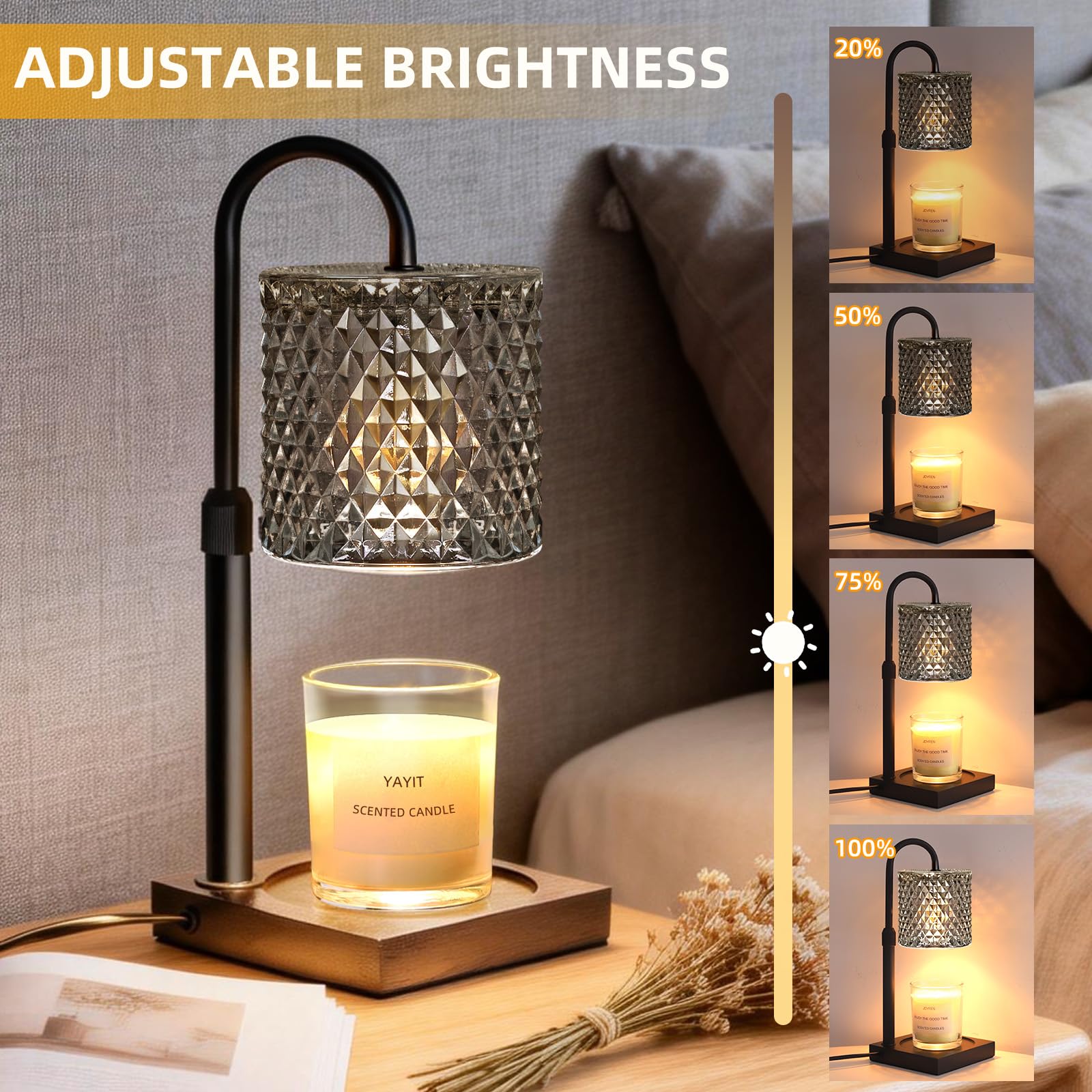 YAYIT lampe chauffe-bougie détails minuterie variateur pour contrôle précis