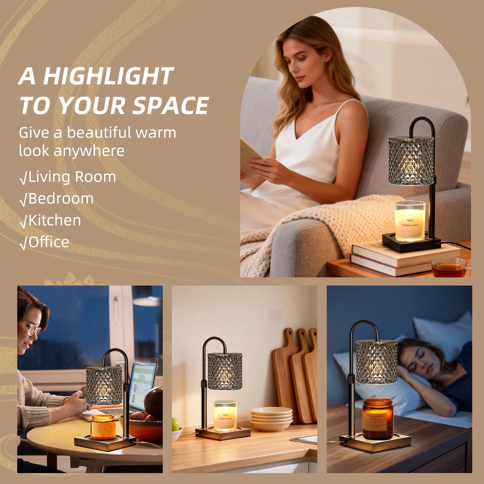 YAYIT lampe chauffe-bougie mise en scène salon crée ambiance cosy